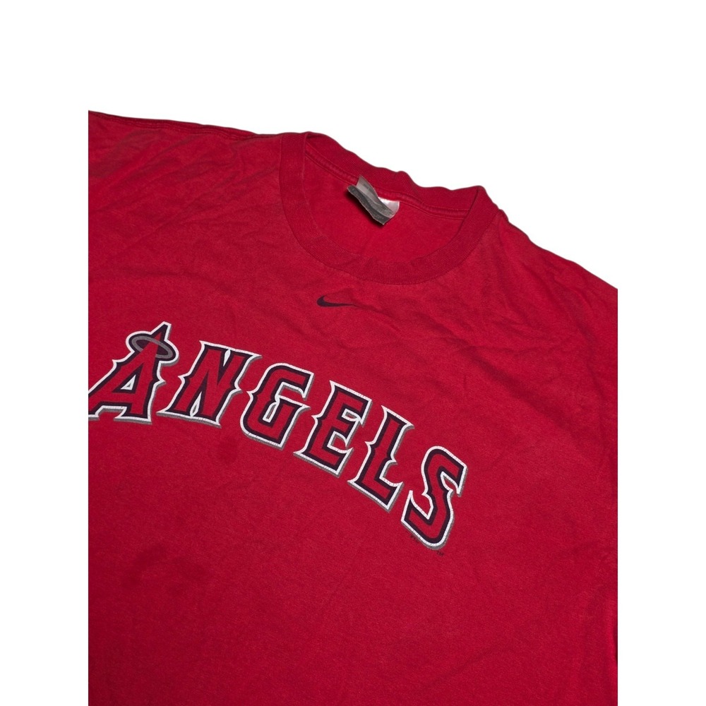 Vintage Nike Los Angeles Angels T-Shirt Mens XL Red MLB Baseball Team Logo A1
